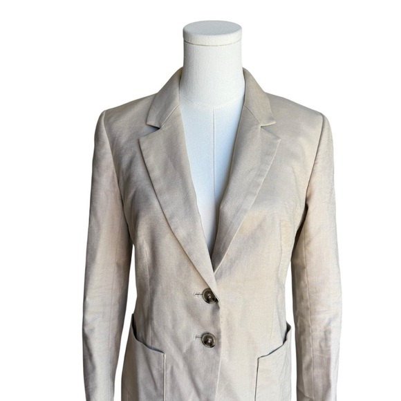 J. Crew - Refined Linen Beige Suit Blazer Jacket Sz 4 - Picture 3 of 7